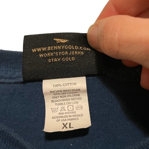 Benny Gold Cotton Navy Short Sleeve Shirt Size XL - Picture 3 of 5